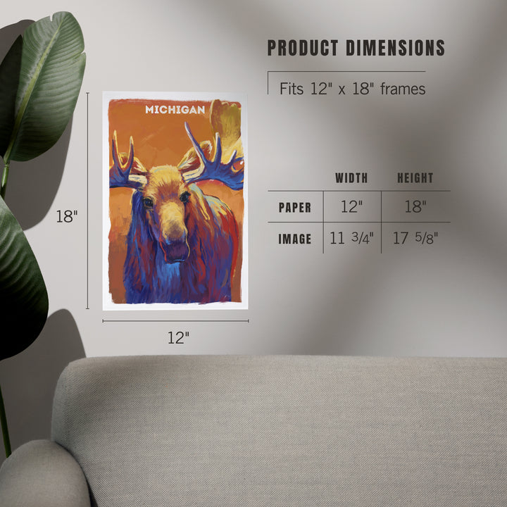 Michigan, Vivid, Moose, Art & Giclee Prints