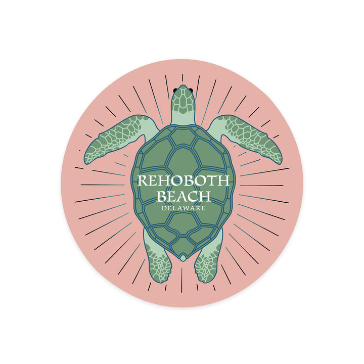 Rehoboth Beach, Delaware, Sea Turtle, Pink, Contour, Vinyl Sticker