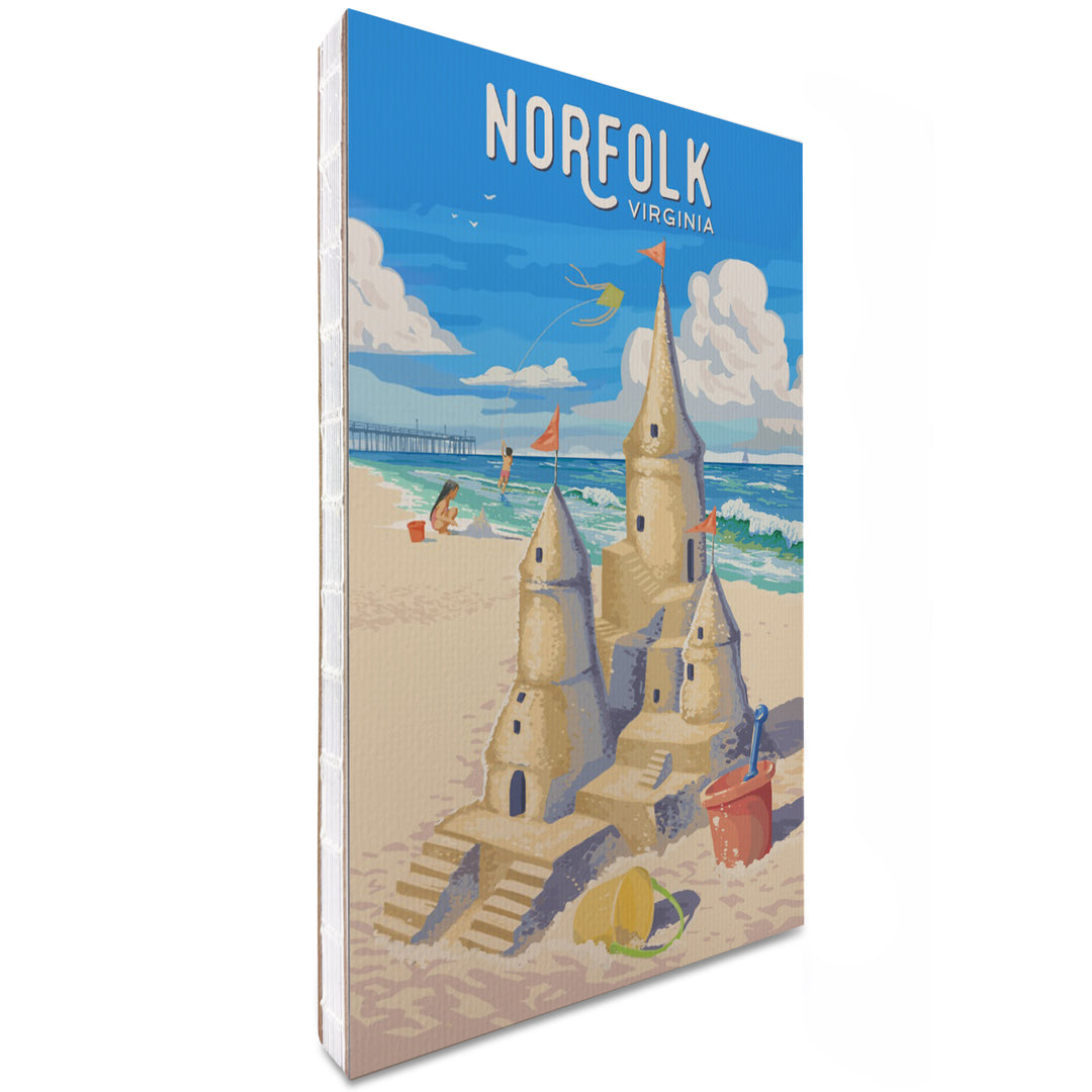 Lined 6x9 Journal, Norfolk, Virginia, Painterly, Sand Castle, Lay Flat, 193 Pages, FSC paper