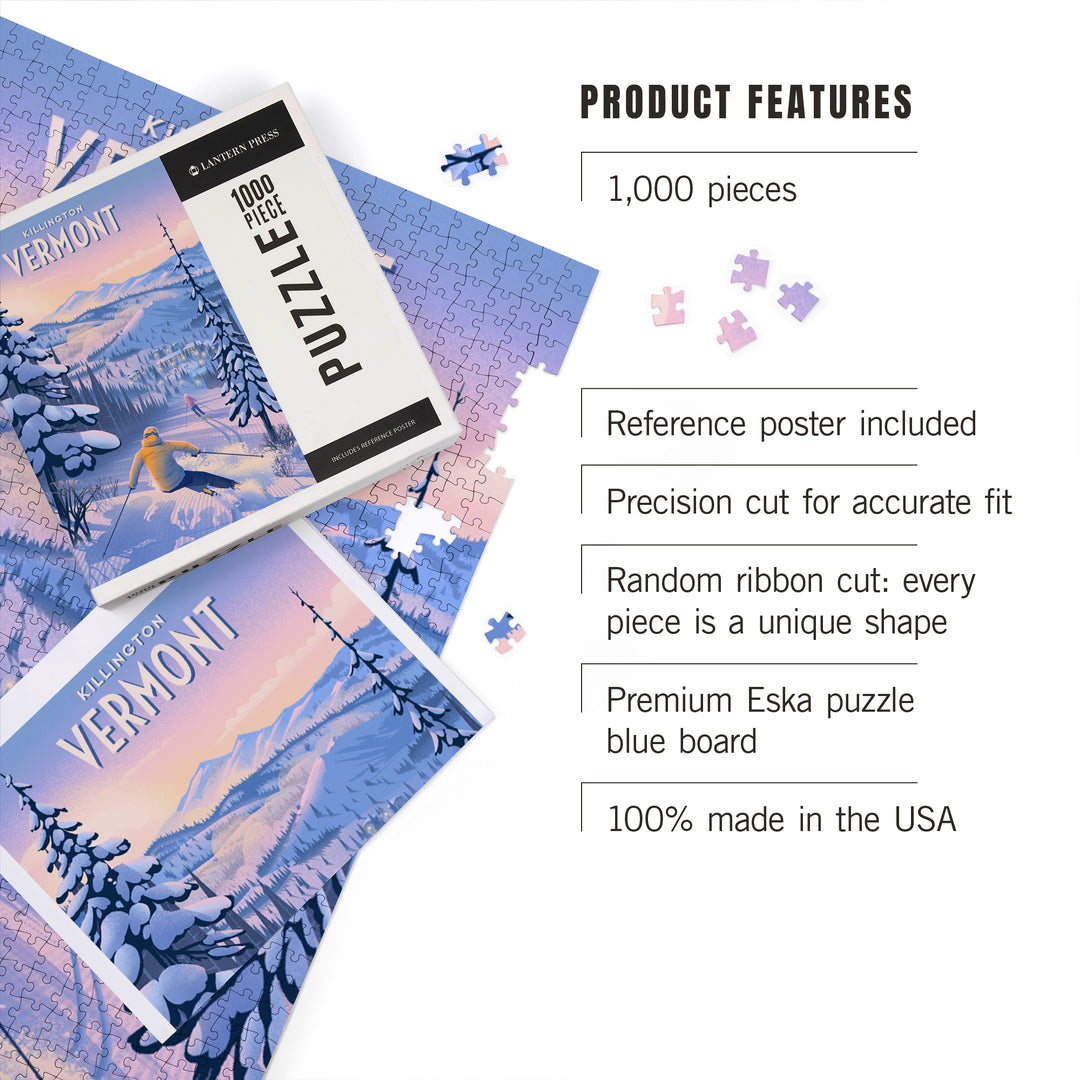 Killington, Vermont, Ski for Miles, Skiing, 1000 Piece Jigsaw Puzzle