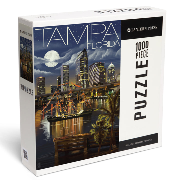 Tampa, Florida, Skyline at Night, Jigsaw Puzzle
