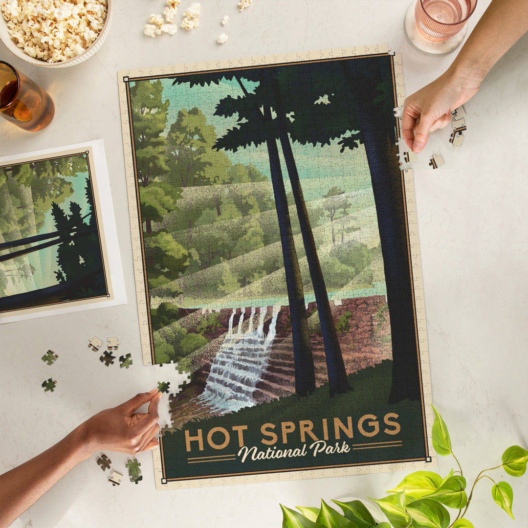 Hot Springs National Park, Lithograph, Jigsaw Puzzle
