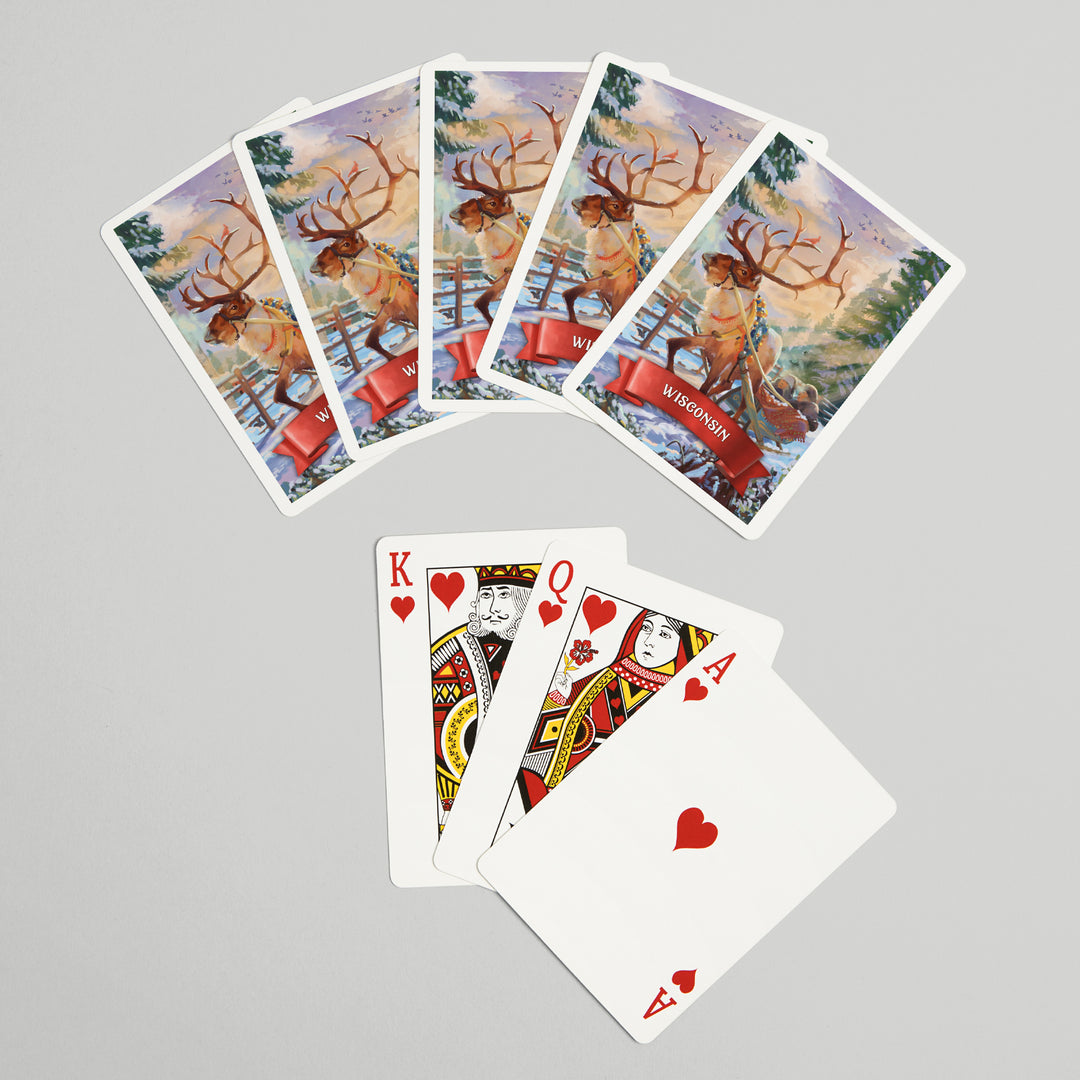 Playing Cards, Wisconsin, Sleigh Ride, 52 Card Deck with Jokers in Box, Unique Art