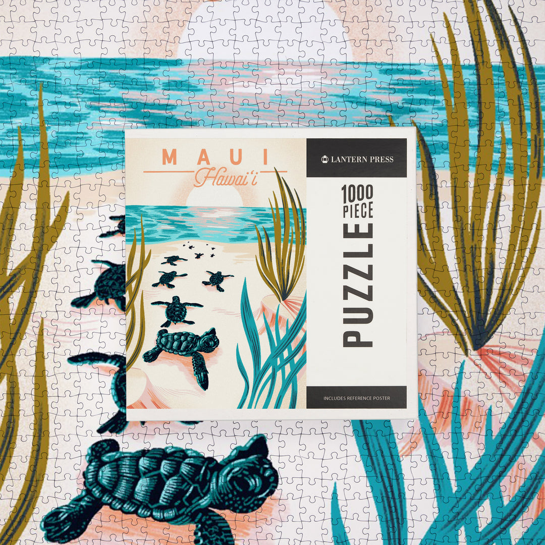 Maui, Hawaii, Courageous Explorer Collection, Turtles on Beach, Pause Respect Protect, Jigsaw Puzzle