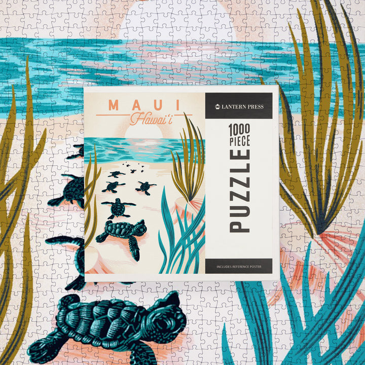 Maui, Hawaii, Courageous Explorer Collection, Turtles on Beach, Pause Respect Protect, Jigsaw Puzzle