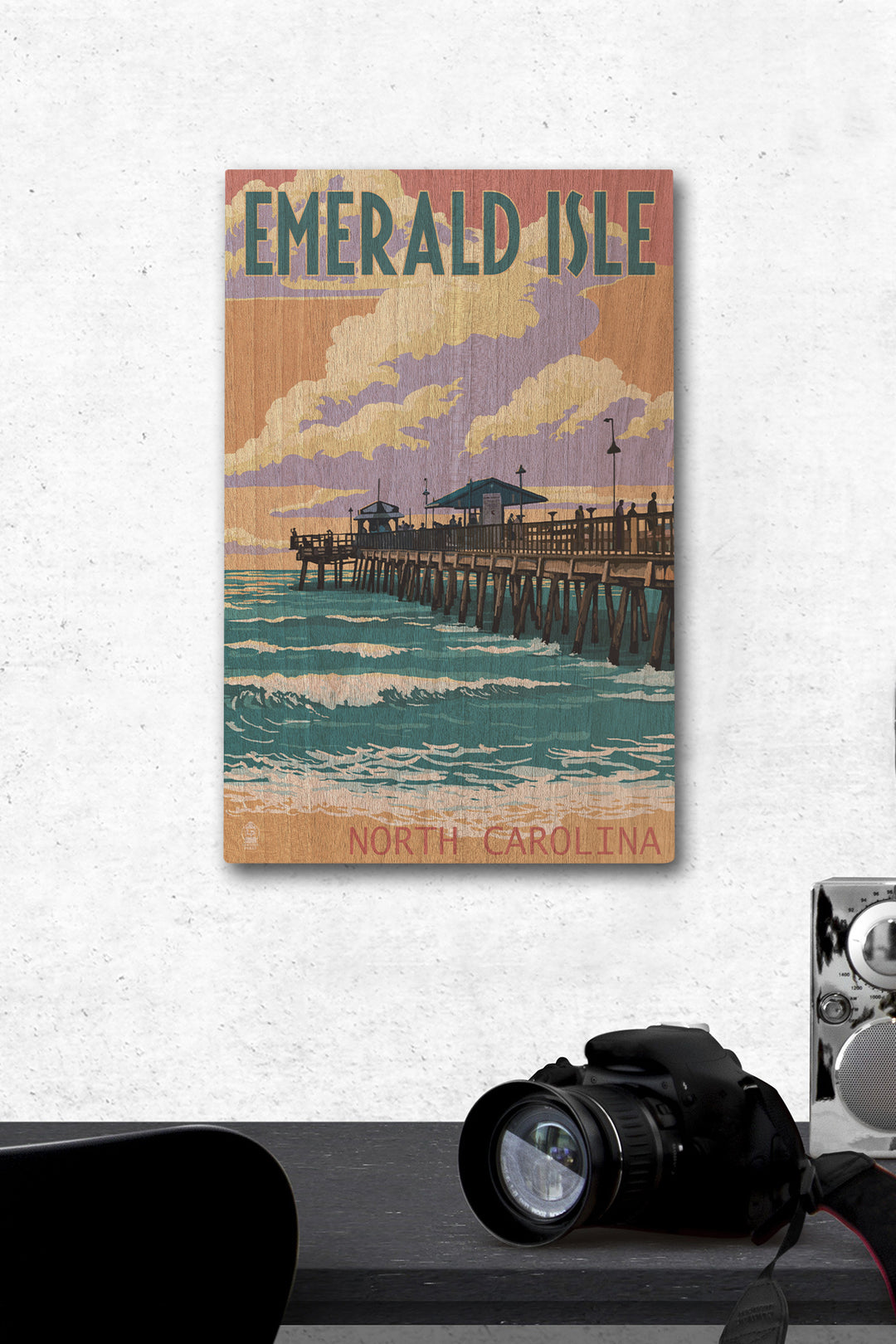 Emerald Isle, North Carolina, Fishing Pier, Lantern Press Artwork, Wood Signs and Postcards