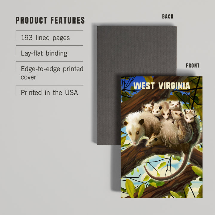 Lined 6x9 Journal, West Virginia, Possum with Babies, Lay Flat, 193 Pages, FSC paper