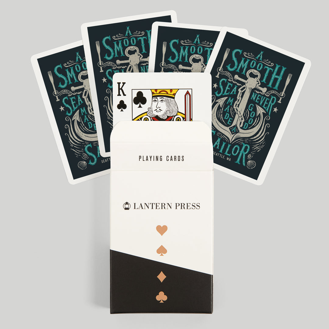 Playing Cards, Seattle, Washington, Sailor's Pride Collection, Anchor, A Smooth Sea, 52 Card Deck with Jokers in Box, Unique Art