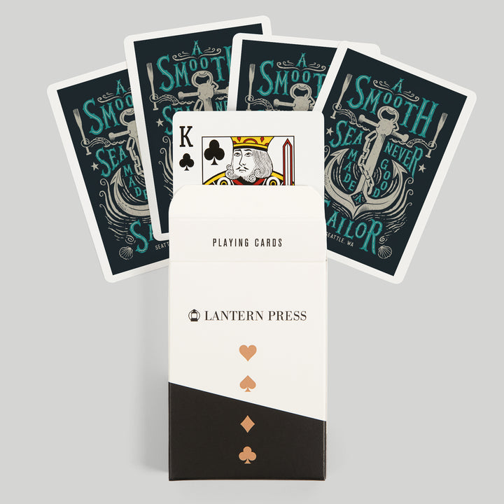 Playing Cards, Seattle, Washington, Sailor's Pride Collection, Anchor, A Smooth Sea, 52 Card Deck with Jokers in Box, Unique Art