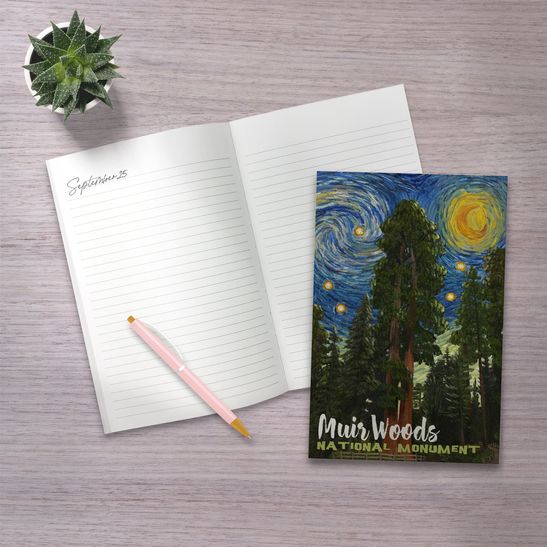 Lined 6x9 Journal, Muir Woods National Monument, California, Starry Night National Park Series, Lay Flat, 193 Pages, FSC paper