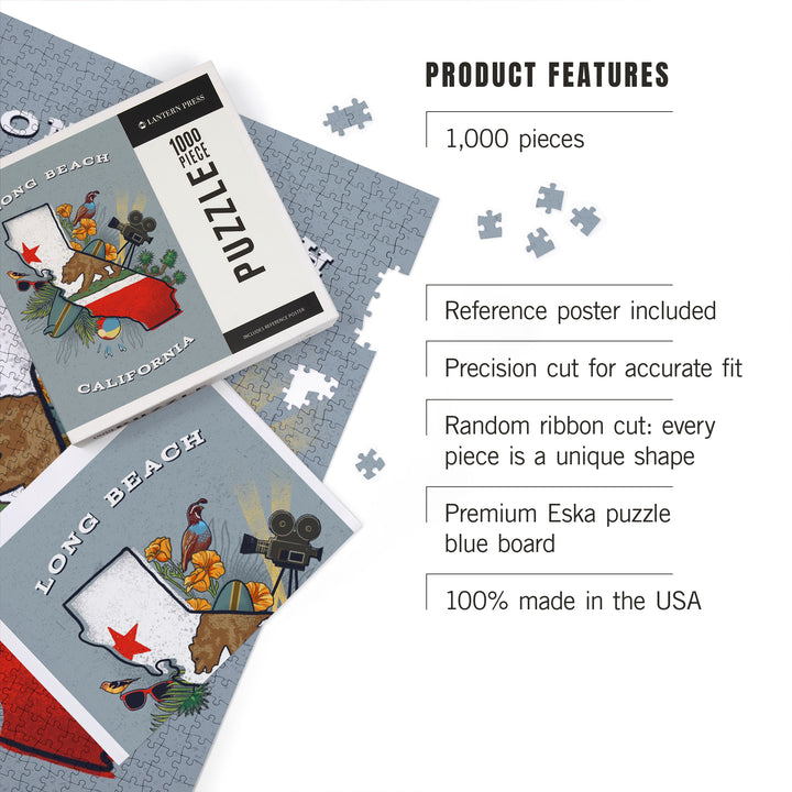 Long Beach, California, State Treasure Trove, State Series, 1000 Piece Jigsaw Puzzle