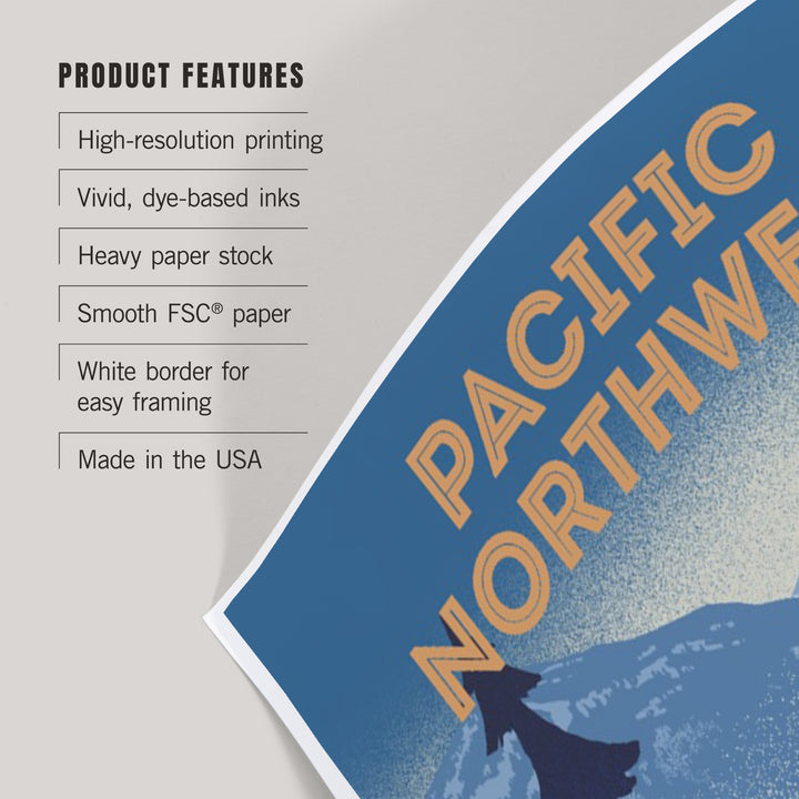 Pacific Northwest, Lithograph, Elk and Mountains Scene, Art & Giclee Prints