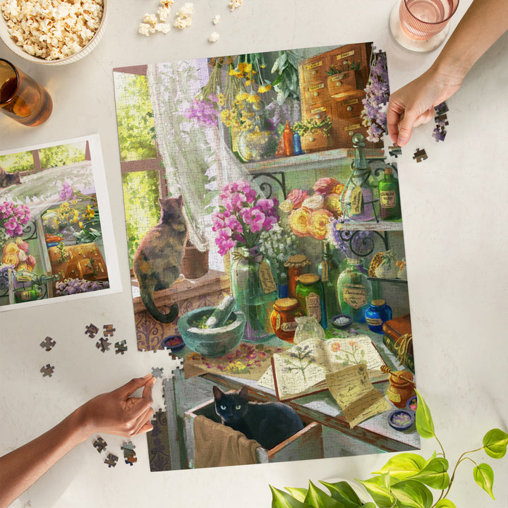 Garden Apothecary, With Cat, Oil Painting, 1000 Piece Jigsaw Puzzle