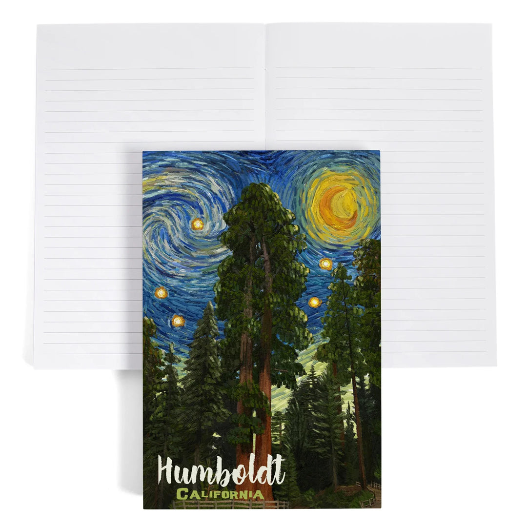 Lined 6x9 Journal, Humboldt, California, Starry Night National Park Series, Lay Flat, 193 Pages, FSC paper