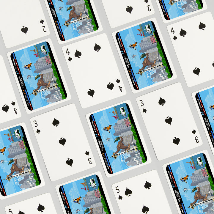 Playing Cards, Seattle, Washington, 8-Bit Retro Video Game, 52 Card Deck with Jokers in Box, Unique Art