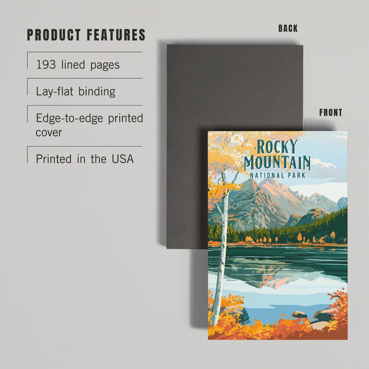 Lined 6x9 Journal, Rocky Mountain National Park, Colorado, Painterly National Park Series, Lay Flat, 193 Pages, FSC paper