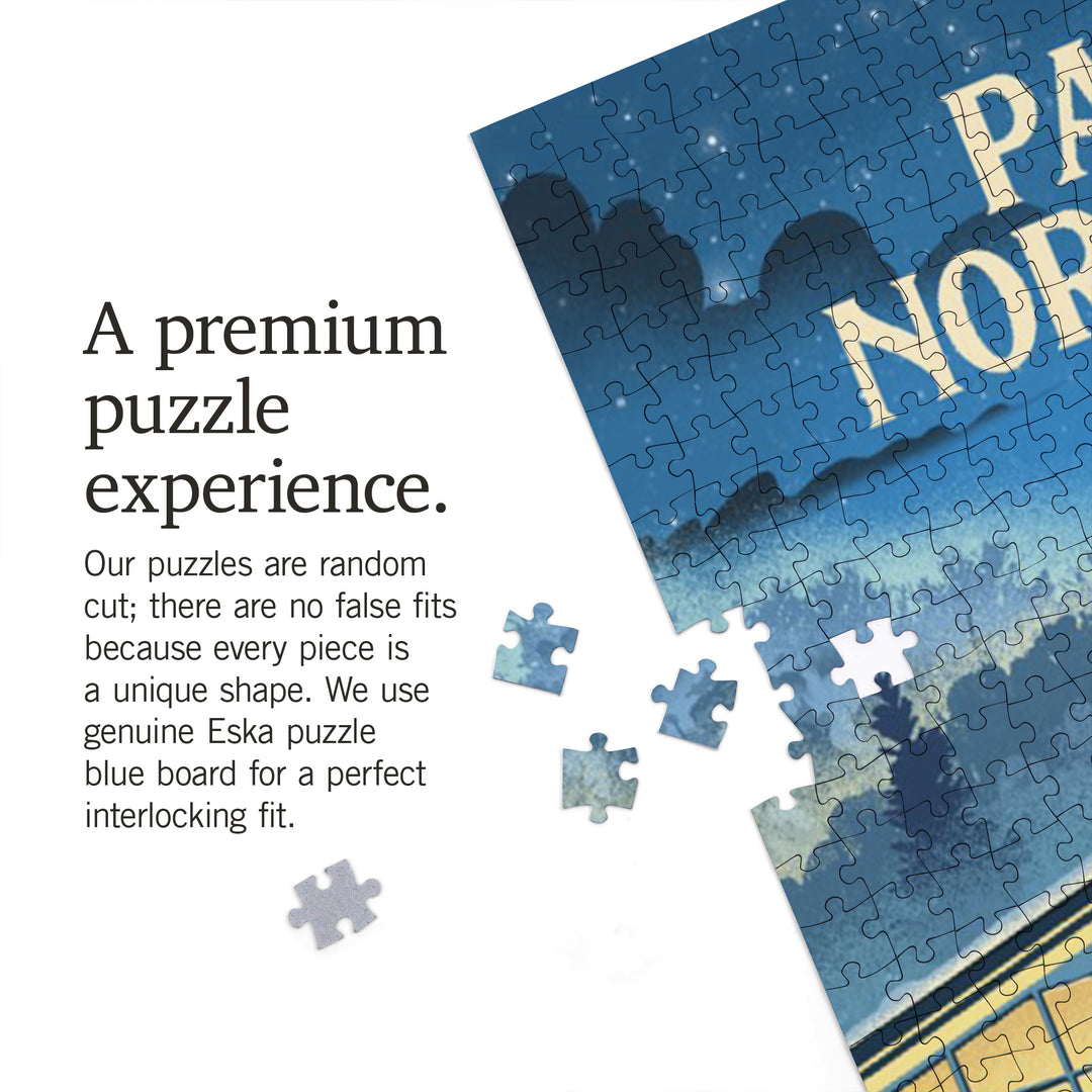 Pacific Northwest, Lithograph, Snow Lodge, 1000 Piece Jigsaw Puzzle