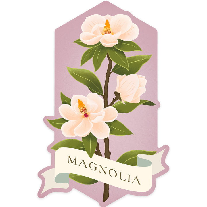 Vintage Flora, Magnolia, Contour, Vinyl Sticker