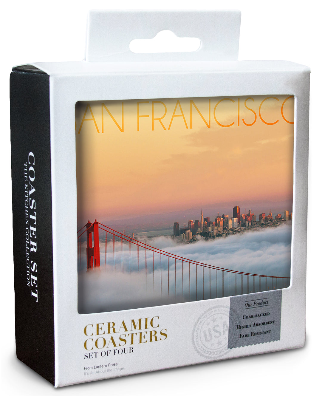 San Francisco, California, Golden Gate Bridge and Fog, Coaster Set