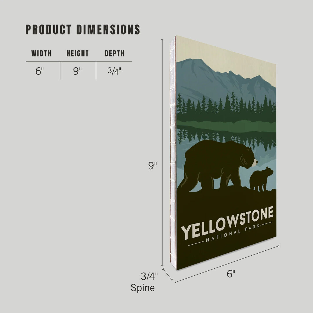 Lined 6x9 Journal, Yellowstone National Park, Wyoming, Grizzly Bear and Cub, Lay Flat, 193 Pages, FSC paper