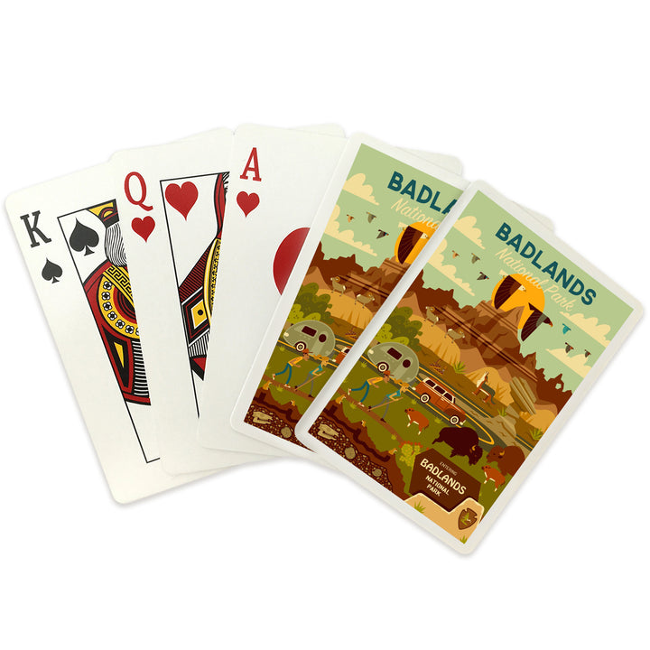 Playing Cards, Badlands National Park, South Dakota, Geometric National Park Series, 52 Card Deck with Jokers in Box, Unique Art