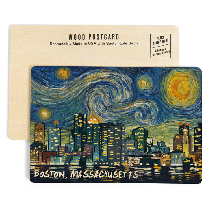 Boston, Massachusetts, Starry Night City 78711, Wood Sign and Postcards