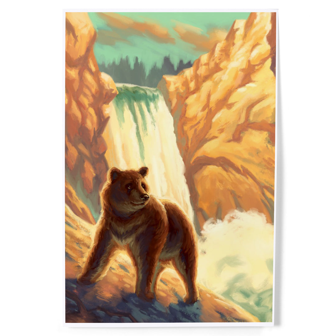 Bear, Falls, Oil Painting, Art & Giclee Prints