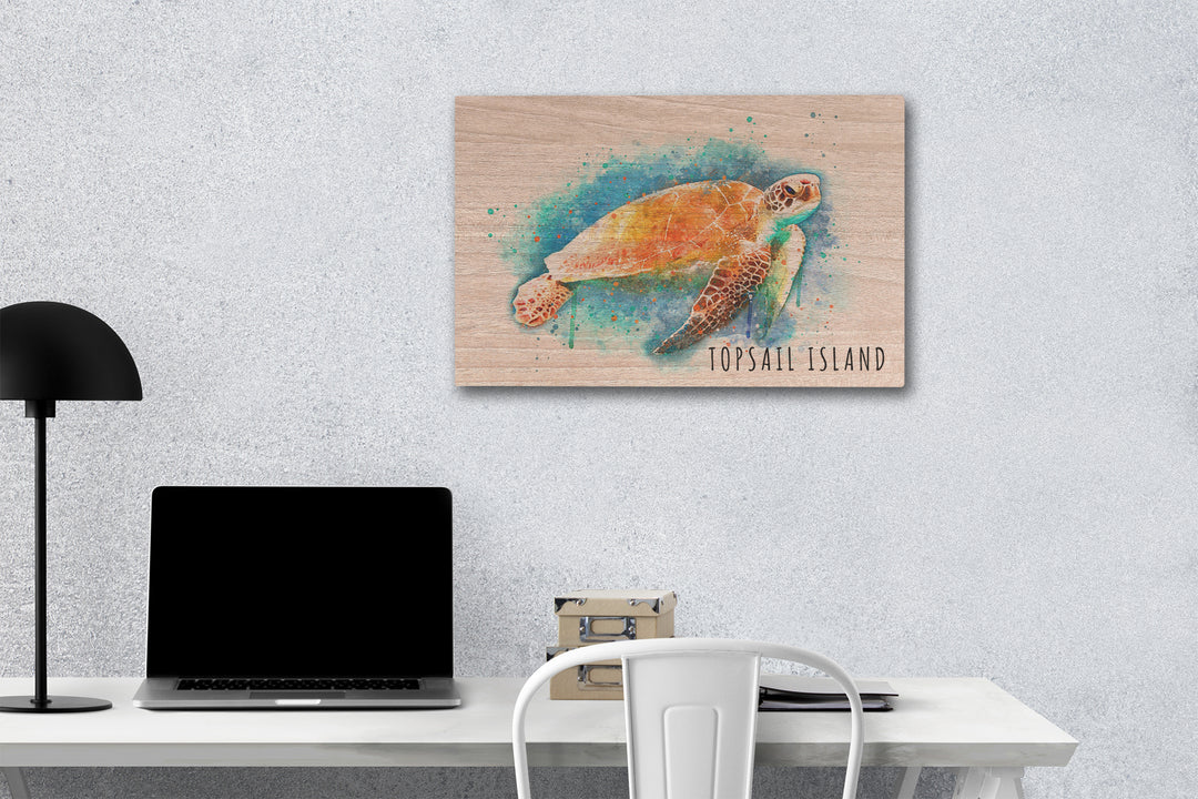 Topsail Island, North Carolina, Sea Turtle, Watercolor, Lantern Press Artwork, Wood Signs and Postcards