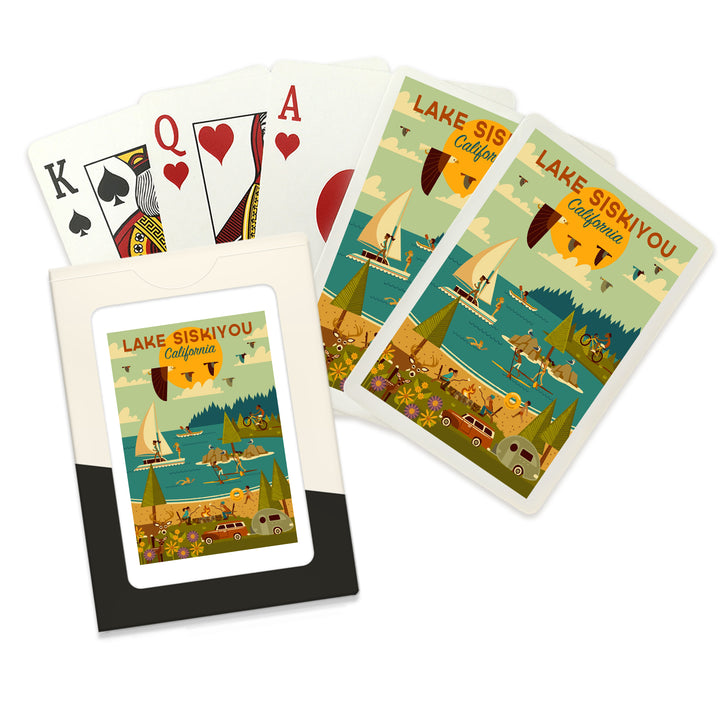 Playing Cards, Lake Siskiyou, California, Lake Geometric, 52 Card Deck with Jokers in Box, Unique Art