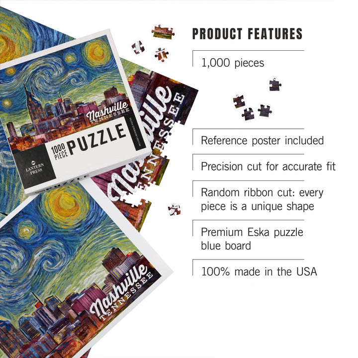 Nashville, Tennessee, Starry Night City Series, Jigsaw Puzzle