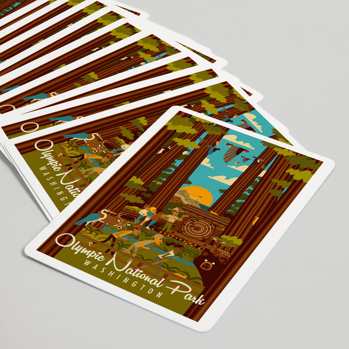 Playing Cards, Olympic National Park, Washington, Geometric National Park Series, 52 Card Deck with Jokers in Box, Unique Art