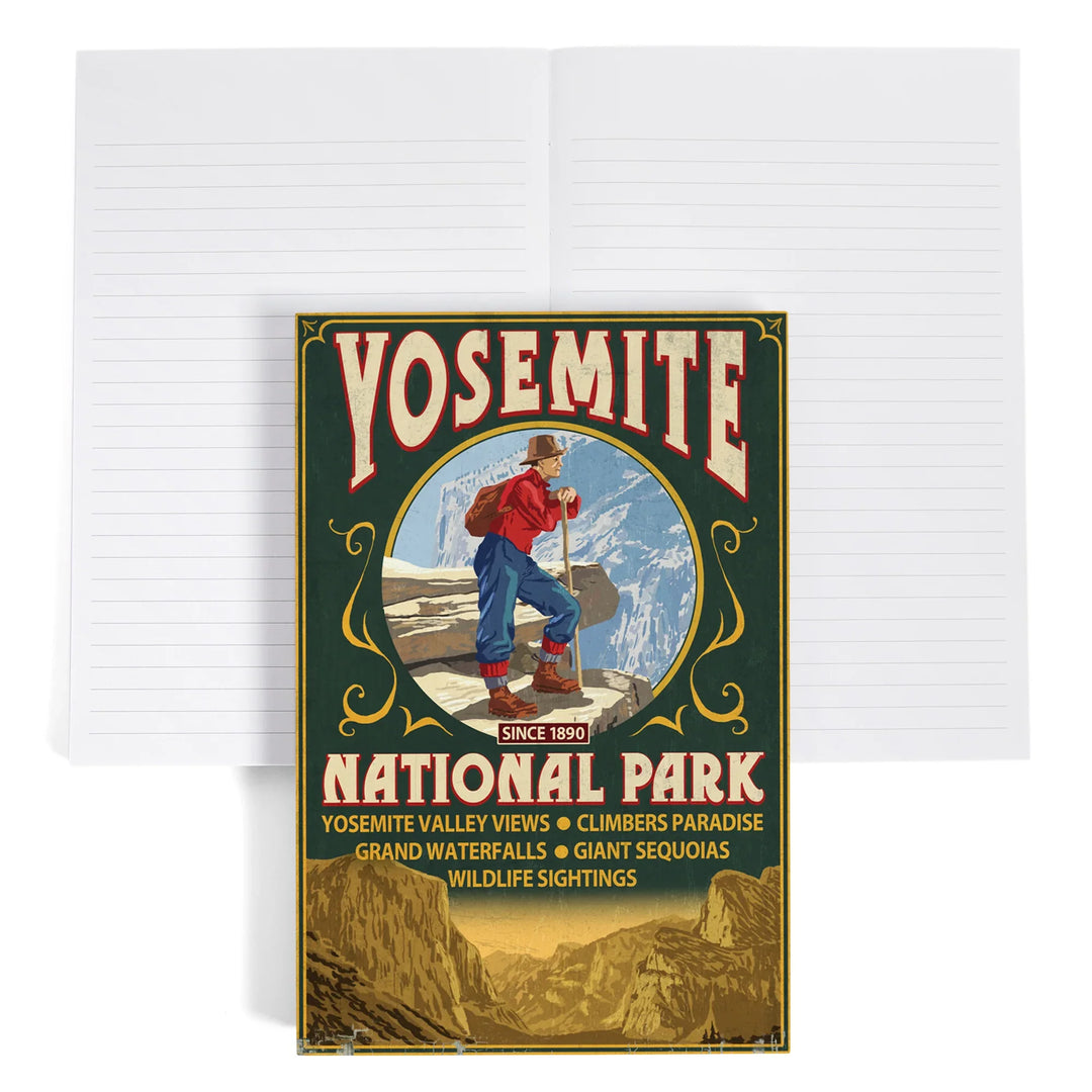 Lined 6x9 Journal, Yosemite National Park, California, Half Dome Vintage Sign, Lay Flat, 193 Pages, FSC paper