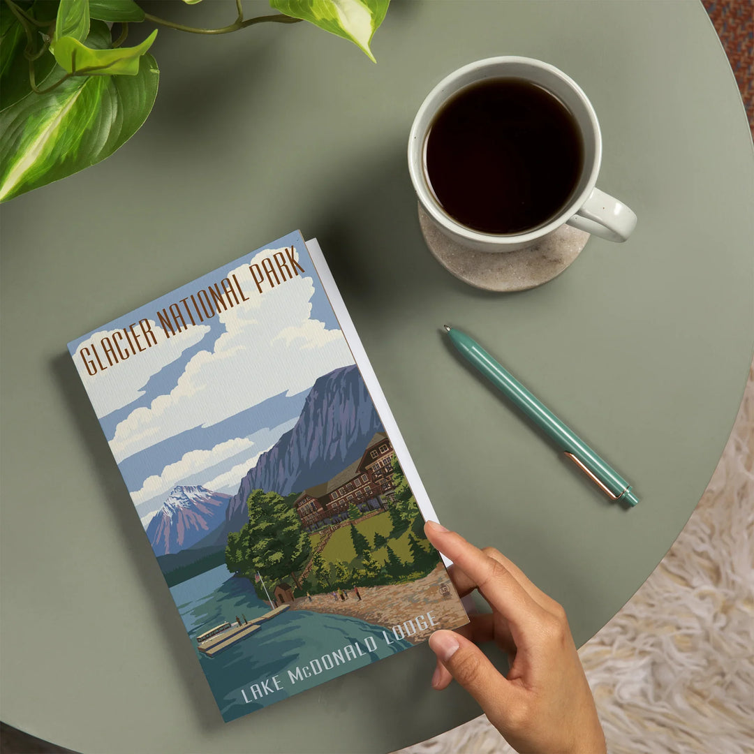Lined 6x9 Journal, Glacier National Park, Montana, Lake McDonald Lodge, Lay Flat, 193 Pages, FSC paper