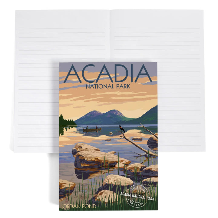 Lined 6x9 Journal, Acadia National Park, Maine, Celebrating 100 Years, Jordan Pond, Lay Flat, 193 Pages, FSC paper