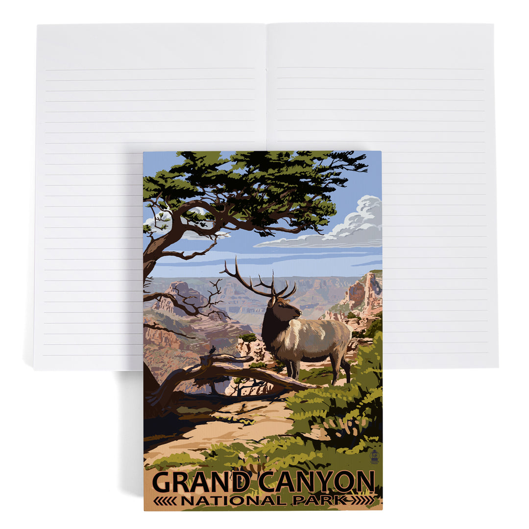 Lined 6x9 Journal, Grand Canyon National Park, Arizona, Elk and South Rim, Lay Flat, 193 Pages, FSC paper