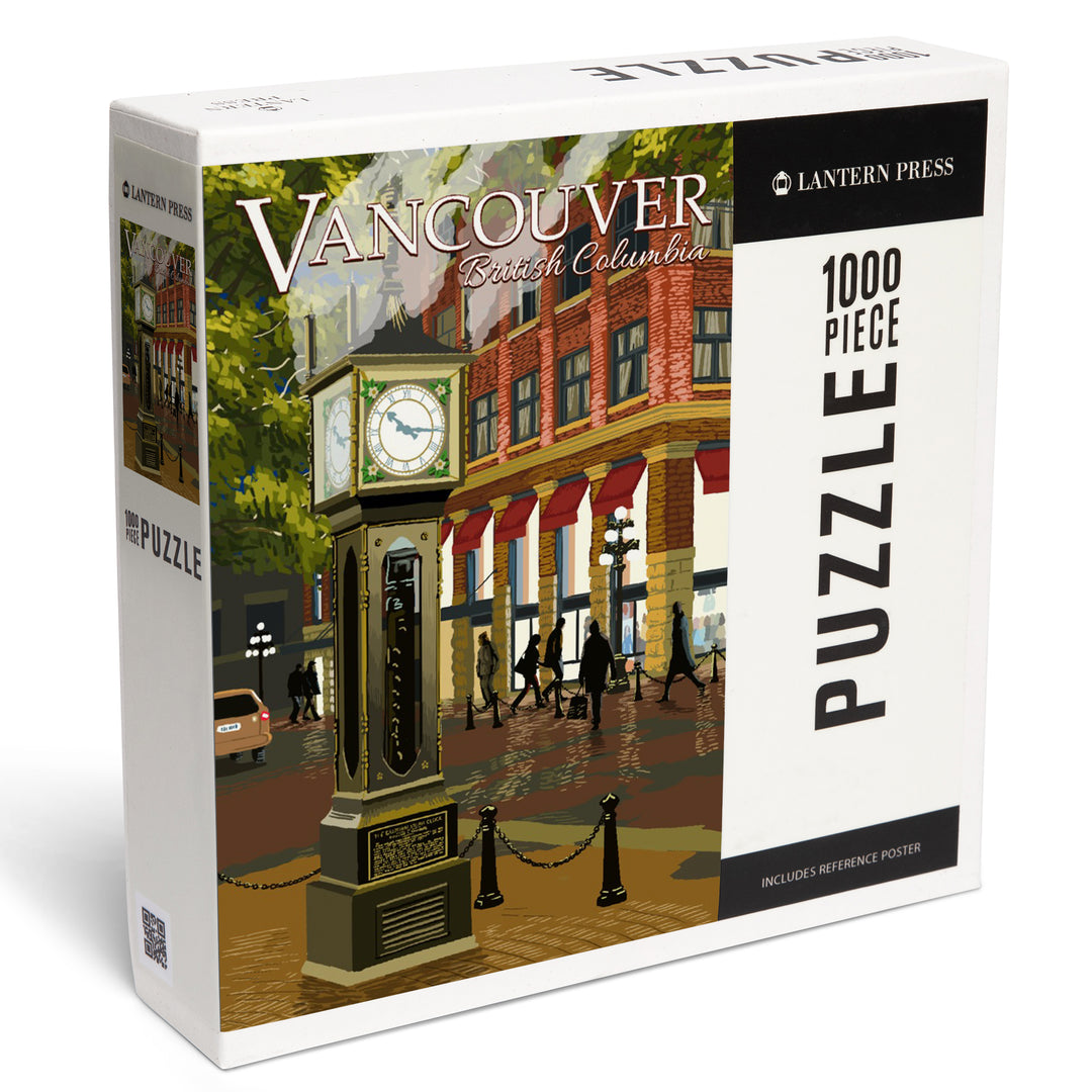 Vancouver, British Columbia, Painterly, Steam Clock, Jigsaw Puzzle