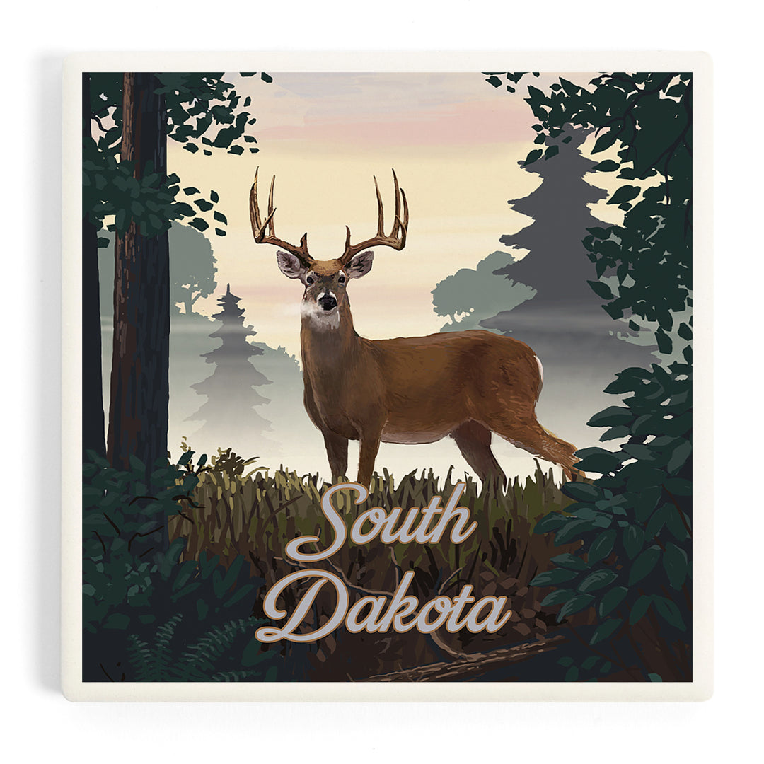 South Dakota, Painterly, Deer and Sunrise, Coasters