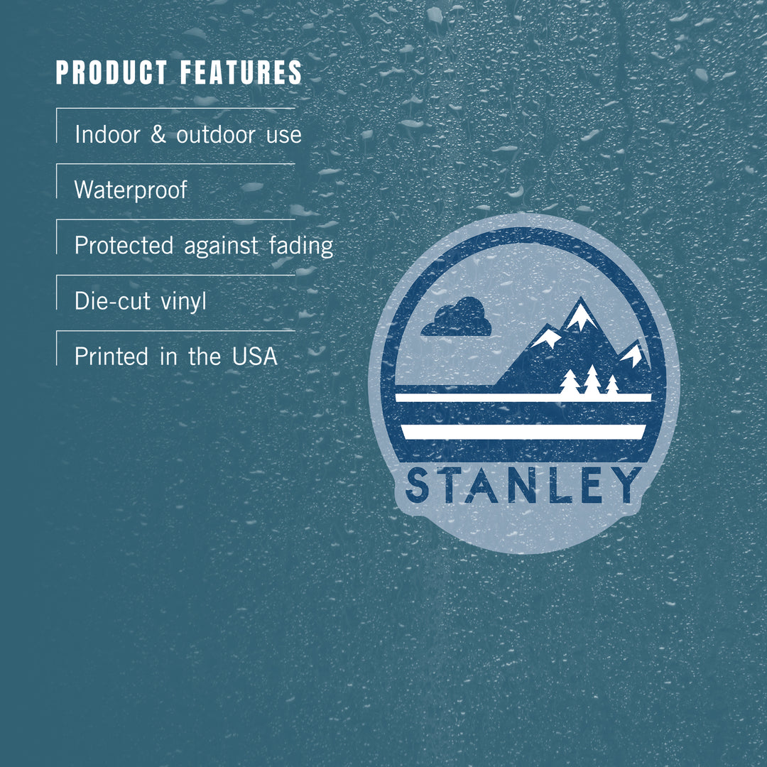 Stanley, Idaho, Mountain & Trees, Contour, Lantern Press Artwork, Vinyl Sticker