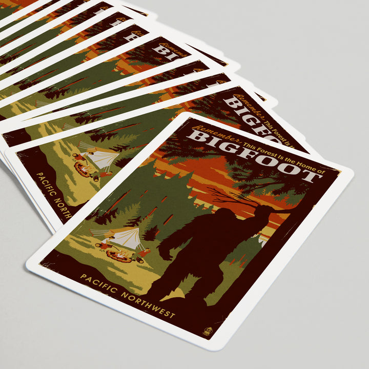 Playing Cards, Pacific Northwest, Home of Bigfoot, WPA Style, 52 Card Deck with Jokers in Box, Unique Art
