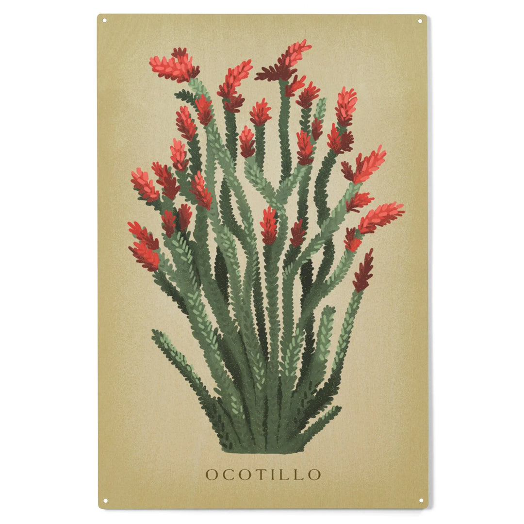 Ocotillo, Vintage Flora, Wood Sign and Postcards
