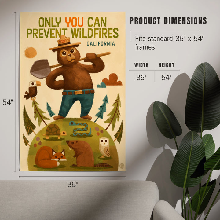 California, Smokey Bear with Shovel, Only You can prevent Wildfires, Art & Giclee Prints