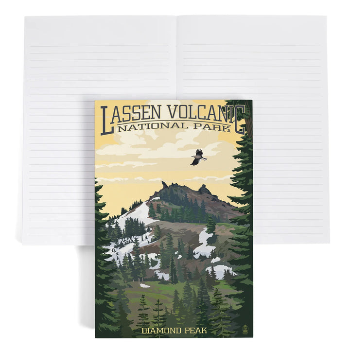 Lined 6x9 Journal, Lassen Volcanic National Park, California, Diamond Peak, Lay Flat, 193 Pages, FSC paper