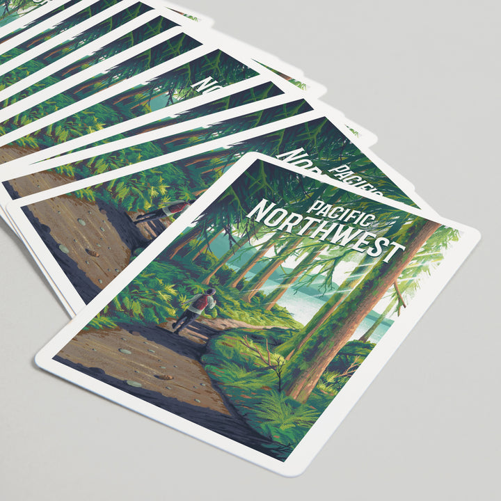 Playing Cards, Pacific Northwest, Walk In The Woods, Day Hike, 52 Card Deck with Jokers in Box, Unique Art