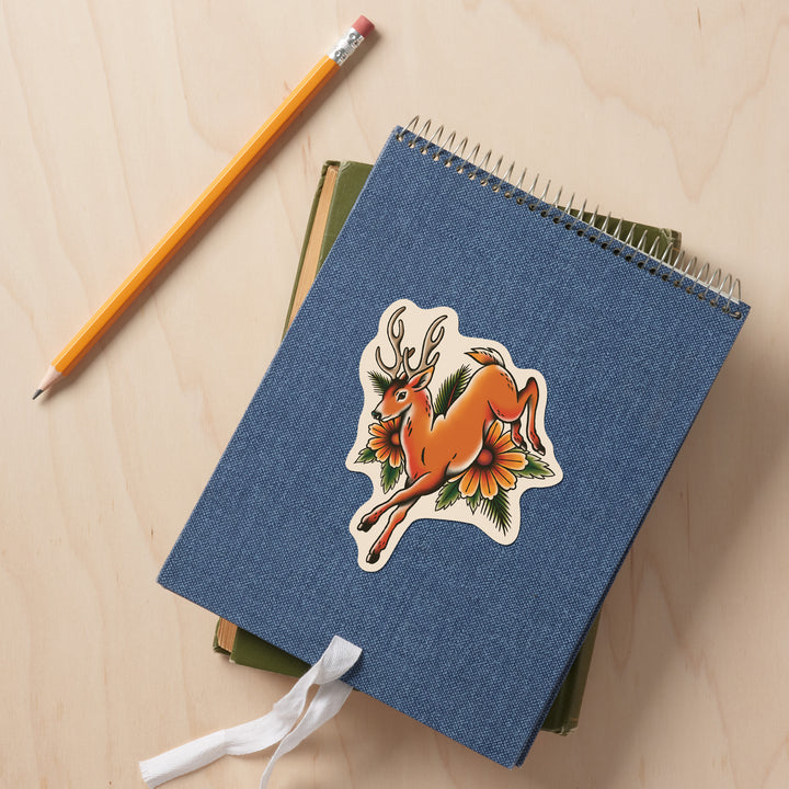 American Traditional, Whitetail Deer, Vinyl Sticker