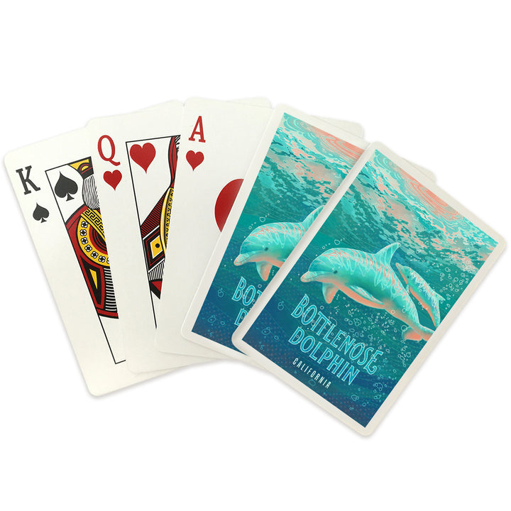 Playing Cards, California, Fluid Linework, Bottlenose Dolphin, 52 Card Deck with Jokers in Box, Unique Art