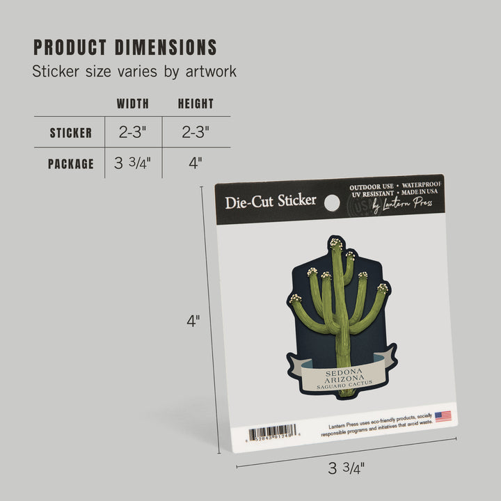 Sedona, Arizona, Vintage Flora Noir, Saguaro Cactus, Vinyl Sticker