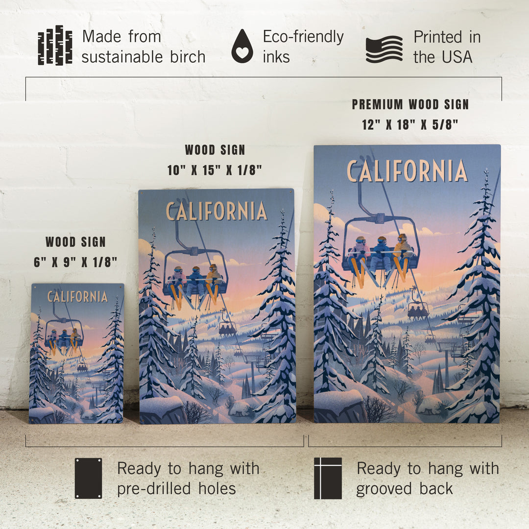 California, Chill on the Uphill, Ski Lift, Wood Signs and Postcards
