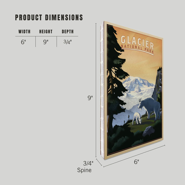 Lined 6x9 Journal, Glacier National Park, Mountain Goats and Mountain, Lay Flat, 193 Pages, FSC paper
