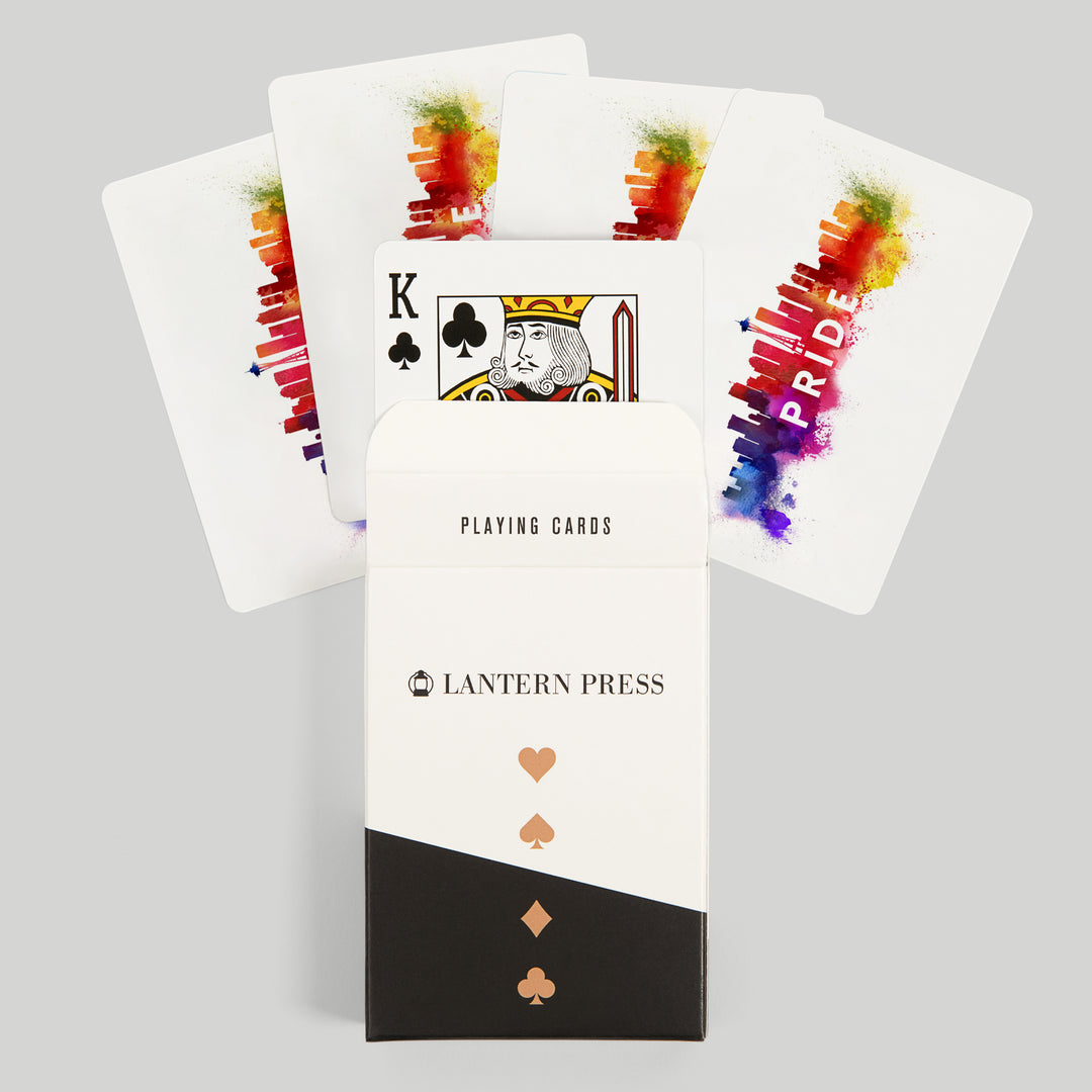Playing Cards, Seattle, Washington, Gay Pride, Skyline Abstract, 52 Card Deck with Jokers in Box, Unique Art