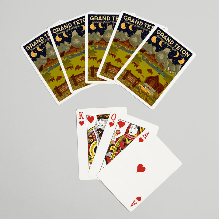 Playing Cards, Grand Teton National Park, Wyoming, Summer of the Eclipse, Geometric, 52 Card Deck with Jokers in Box, Unique Art